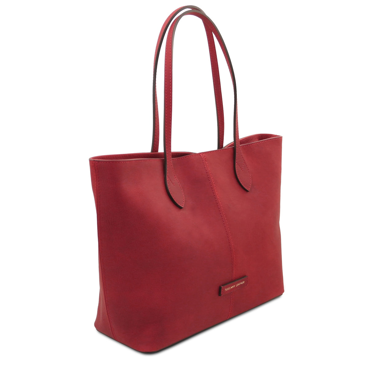 Essenza - Long handle leather tote bag