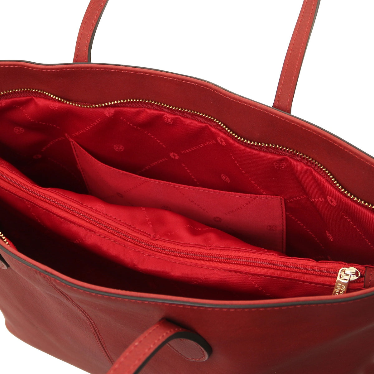 Essenza - Long handle leather tote bag