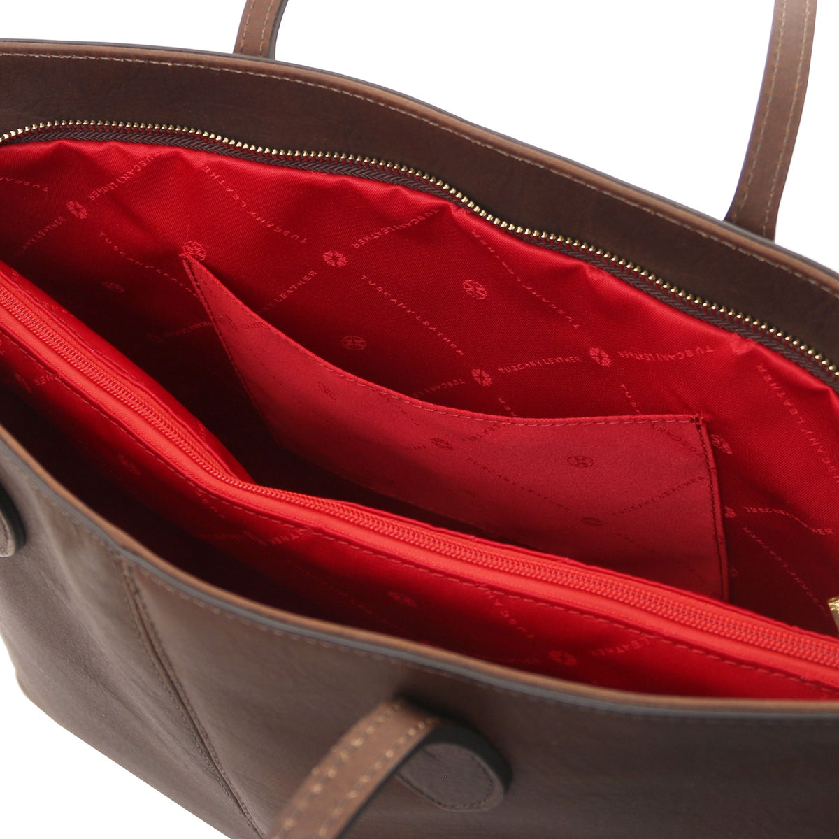 Essenza - Long handle leather tote bag