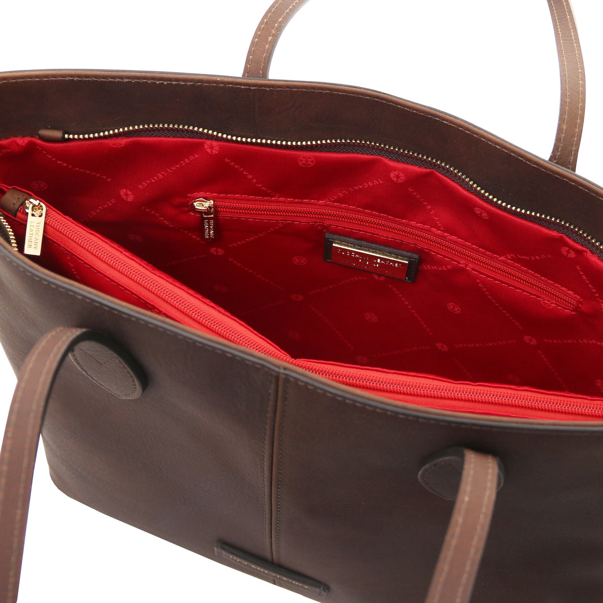 Essenza - Long handle leather tote bag