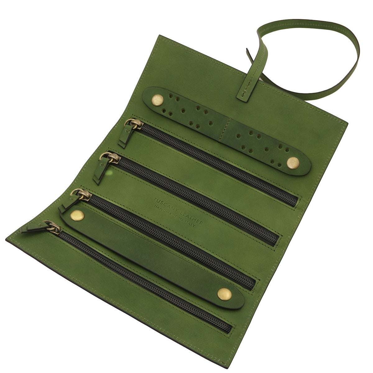 Leather Jewellery Roll in Vegetable-Tanned Leather
