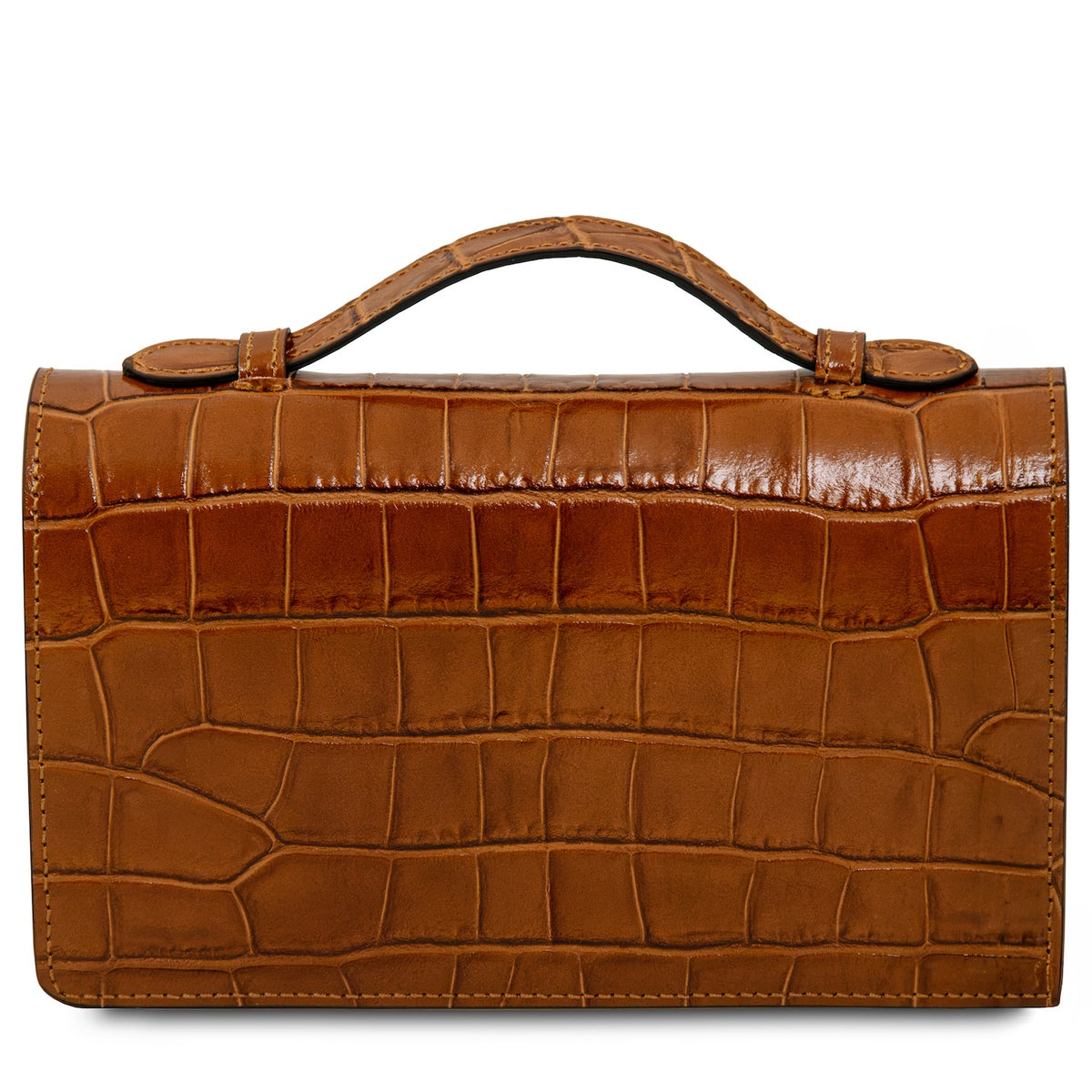 Opera Croque - Croc print leather clutch with chain strap