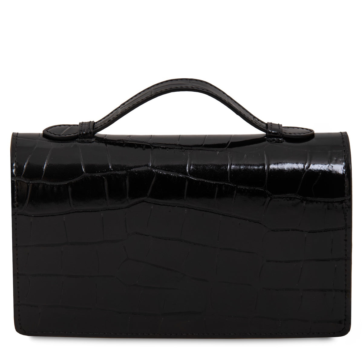 Opera Croque - Croc print leather clutch with chain strap