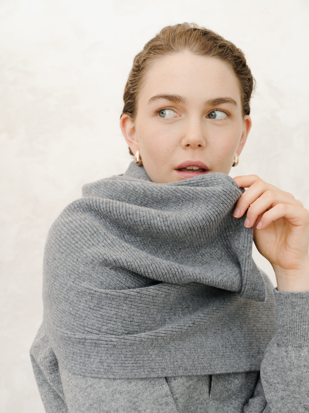 Sciarpa maxi a coste in puro cashmere