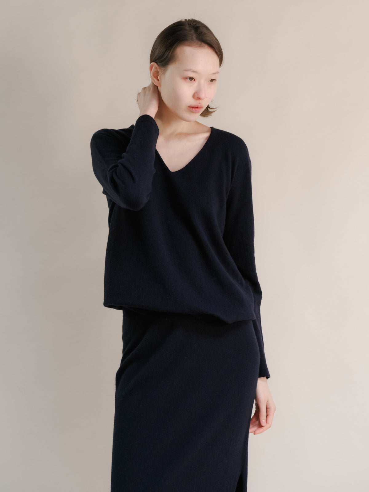 Wool & Cashmere Mix Maxi V-Neck Sweater