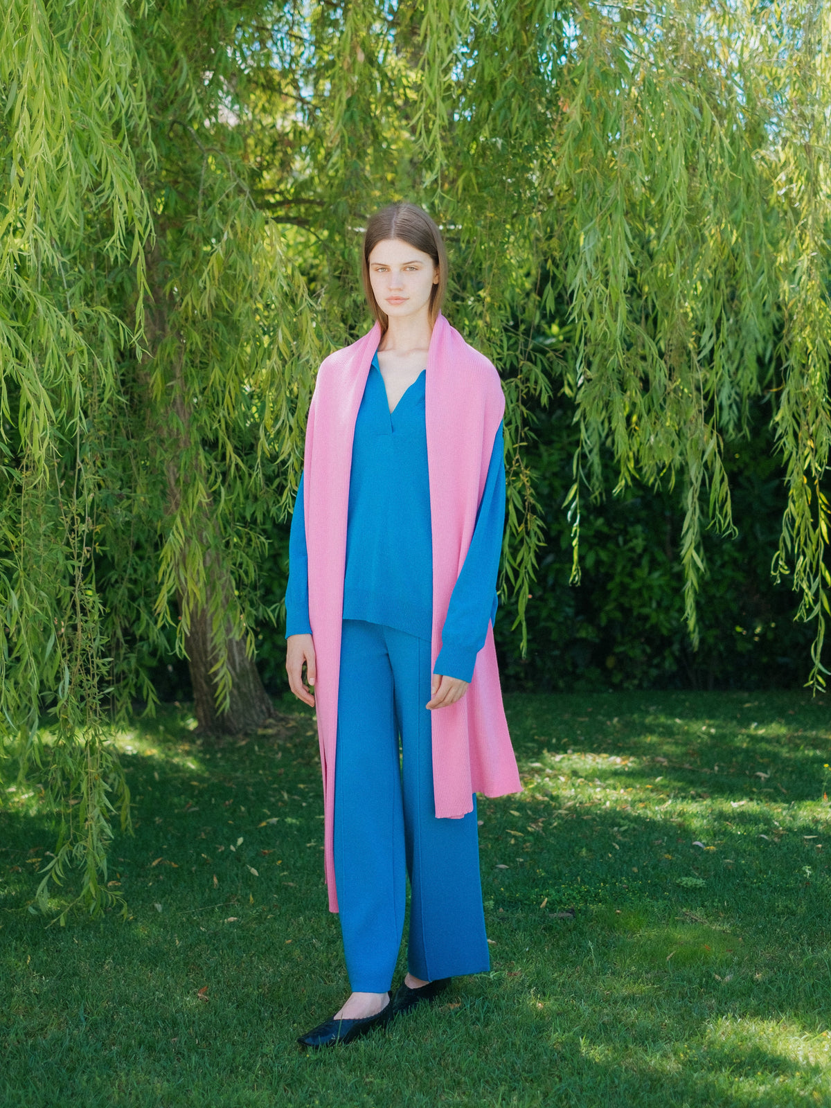 Sciarpa maxi a coste in puro cashmere