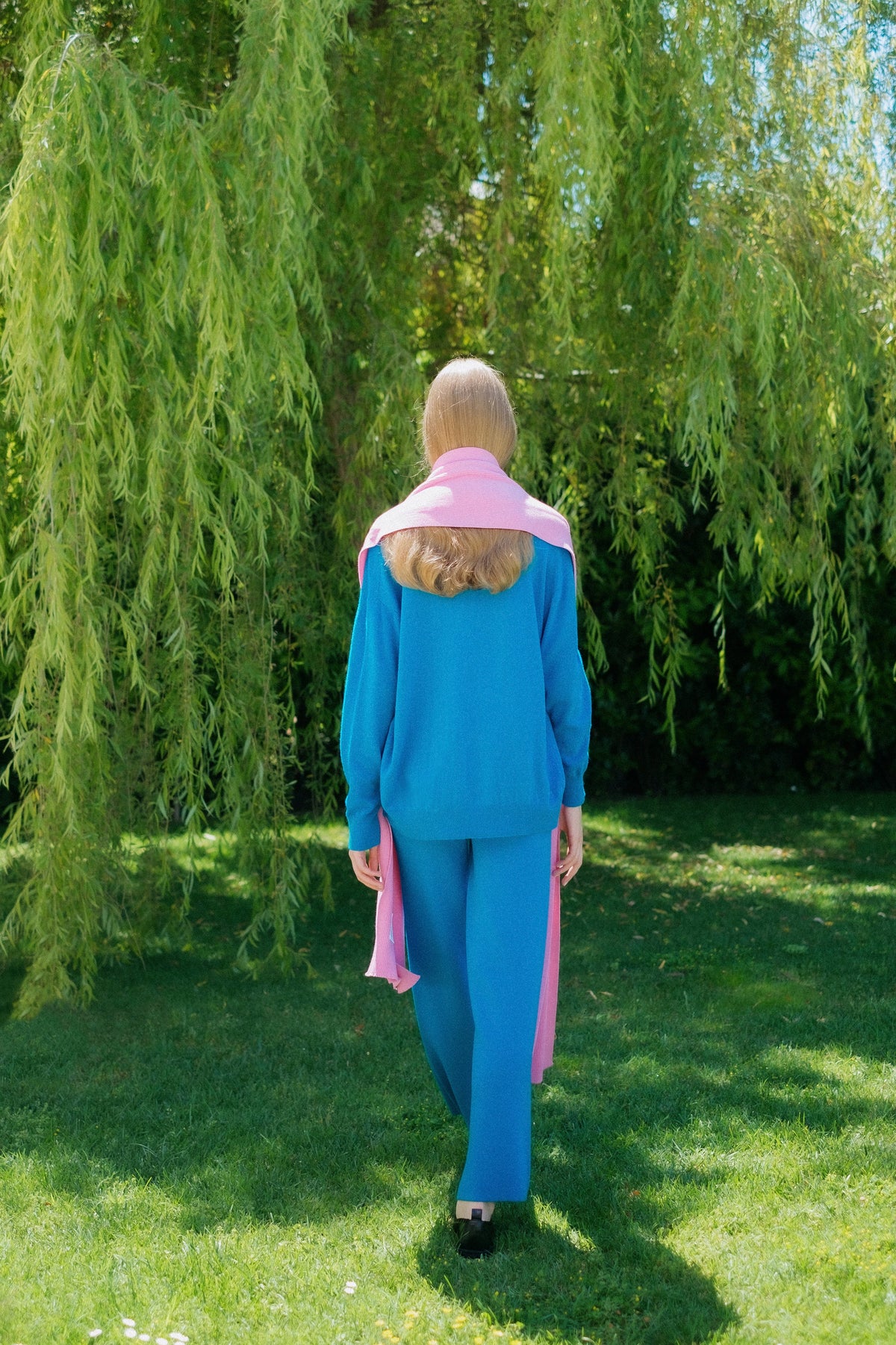 Sciarpa maxi a coste in puro cashmere
