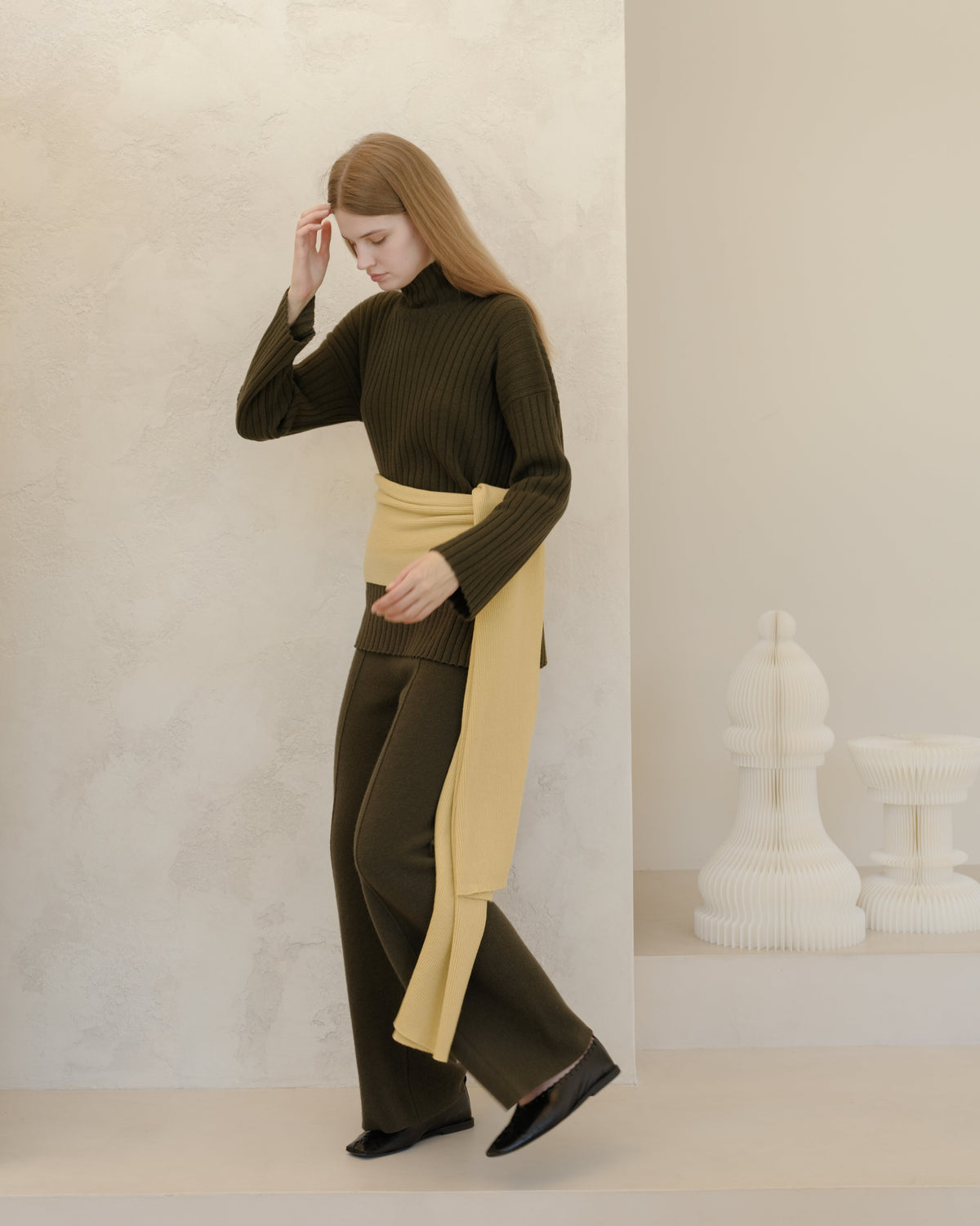 Sciarpa maxi a coste in puro cashmere