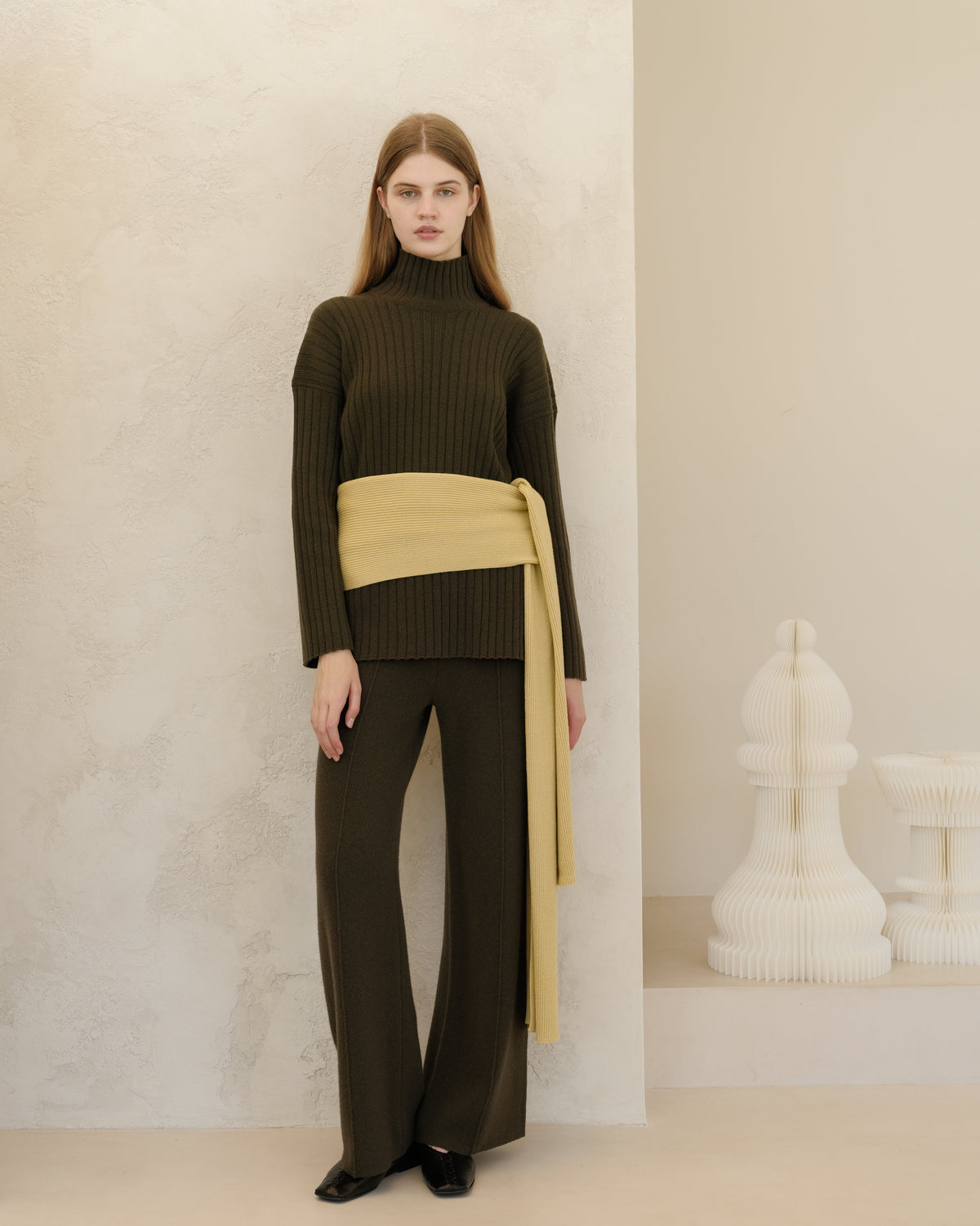 Sciarpa maxi a coste in puro cashmere