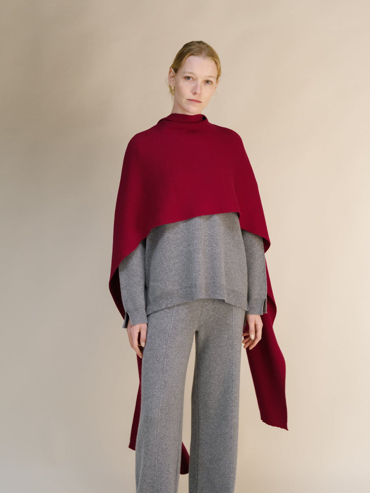 Sciarpa maxi a coste in puro cashmere