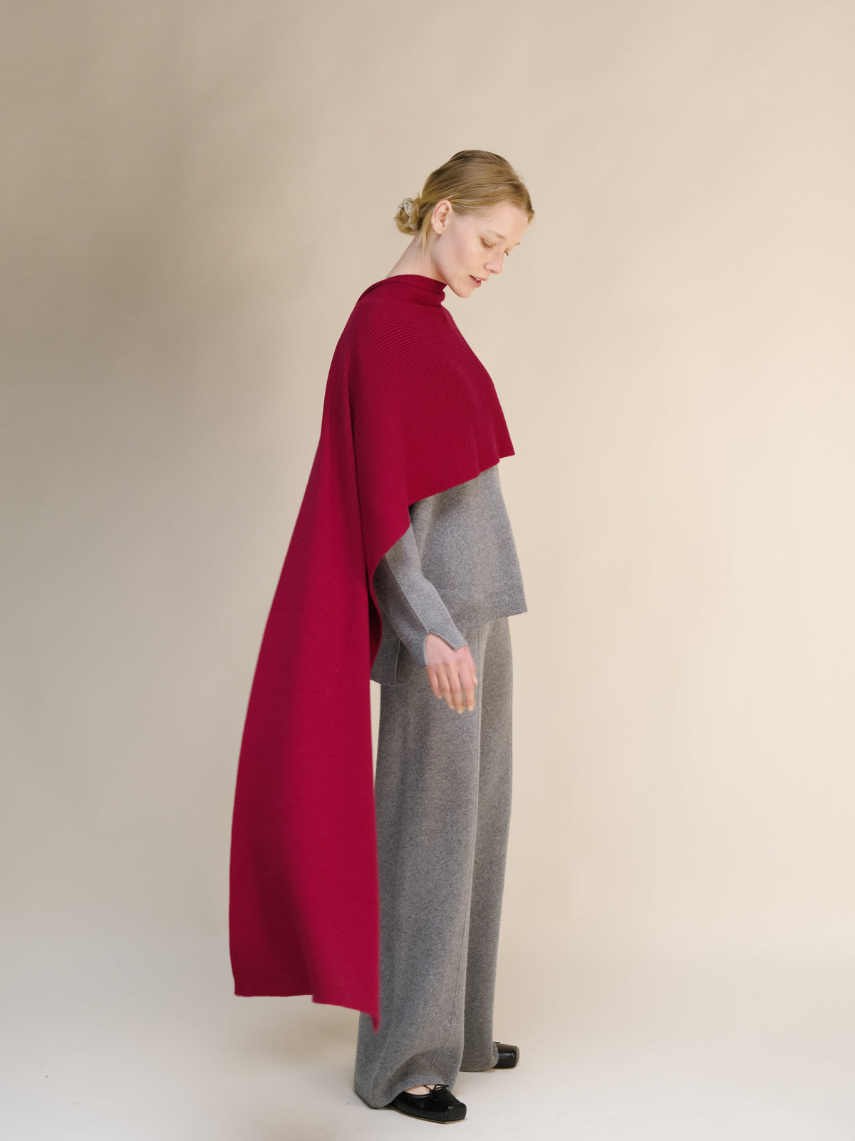 Sciarpa maxi a coste in puro cashmere