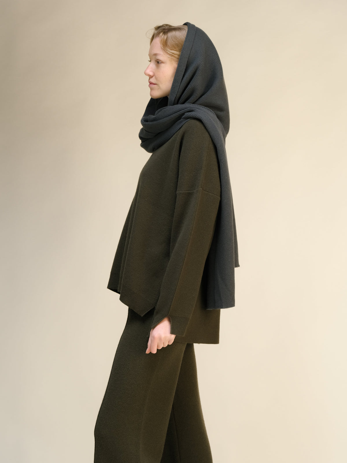 Sciarpa maxi a coste in puro cashmere