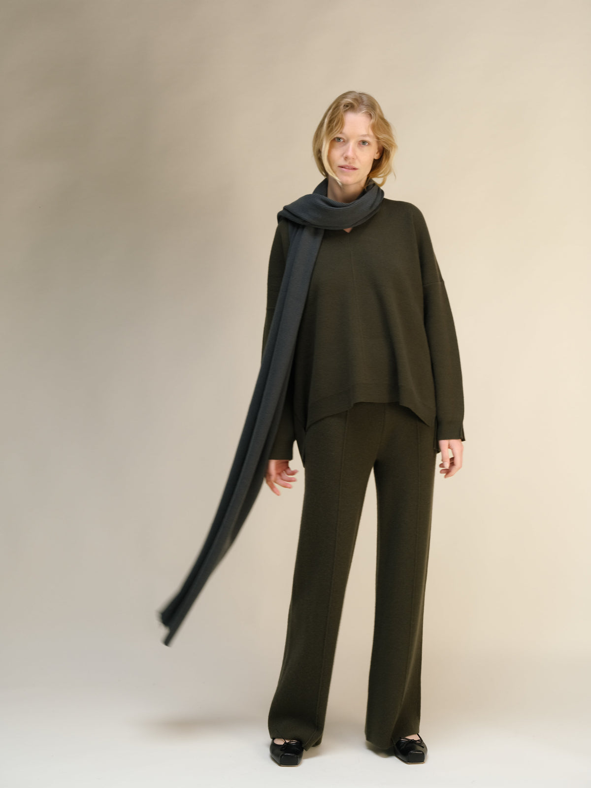 Sciarpa maxi a coste in puro cashmere