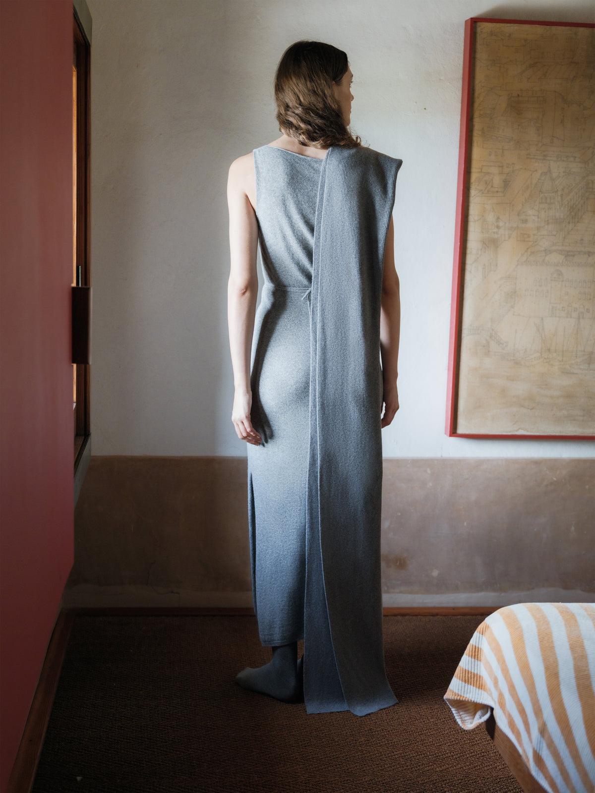 Sciarpa maxi a coste in puro cashmere