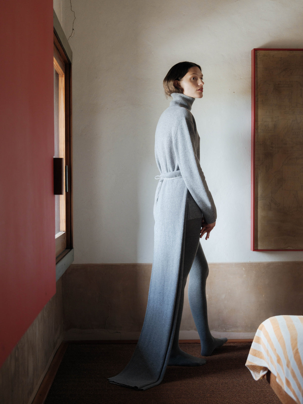 Sciarpa maxi a coste in puro cashmere