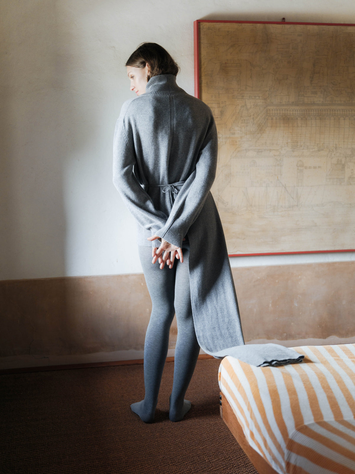 Sciarpa maxi a coste in puro cashmere