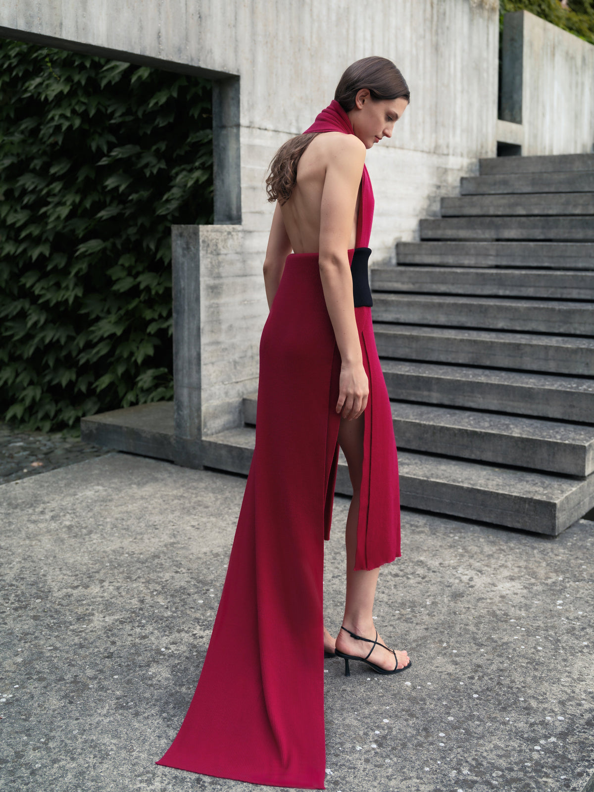 Sciarpa maxi a coste in puro cashmere