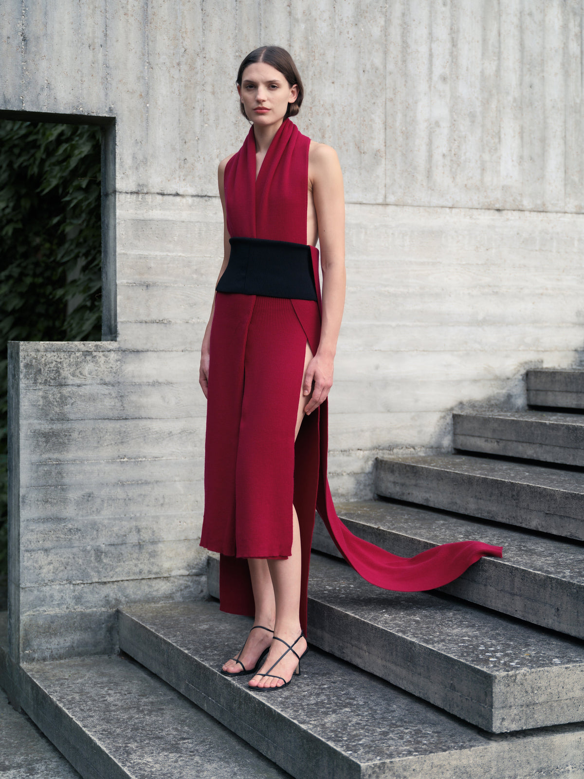 Sciarpa maxi a coste in puro cashmere