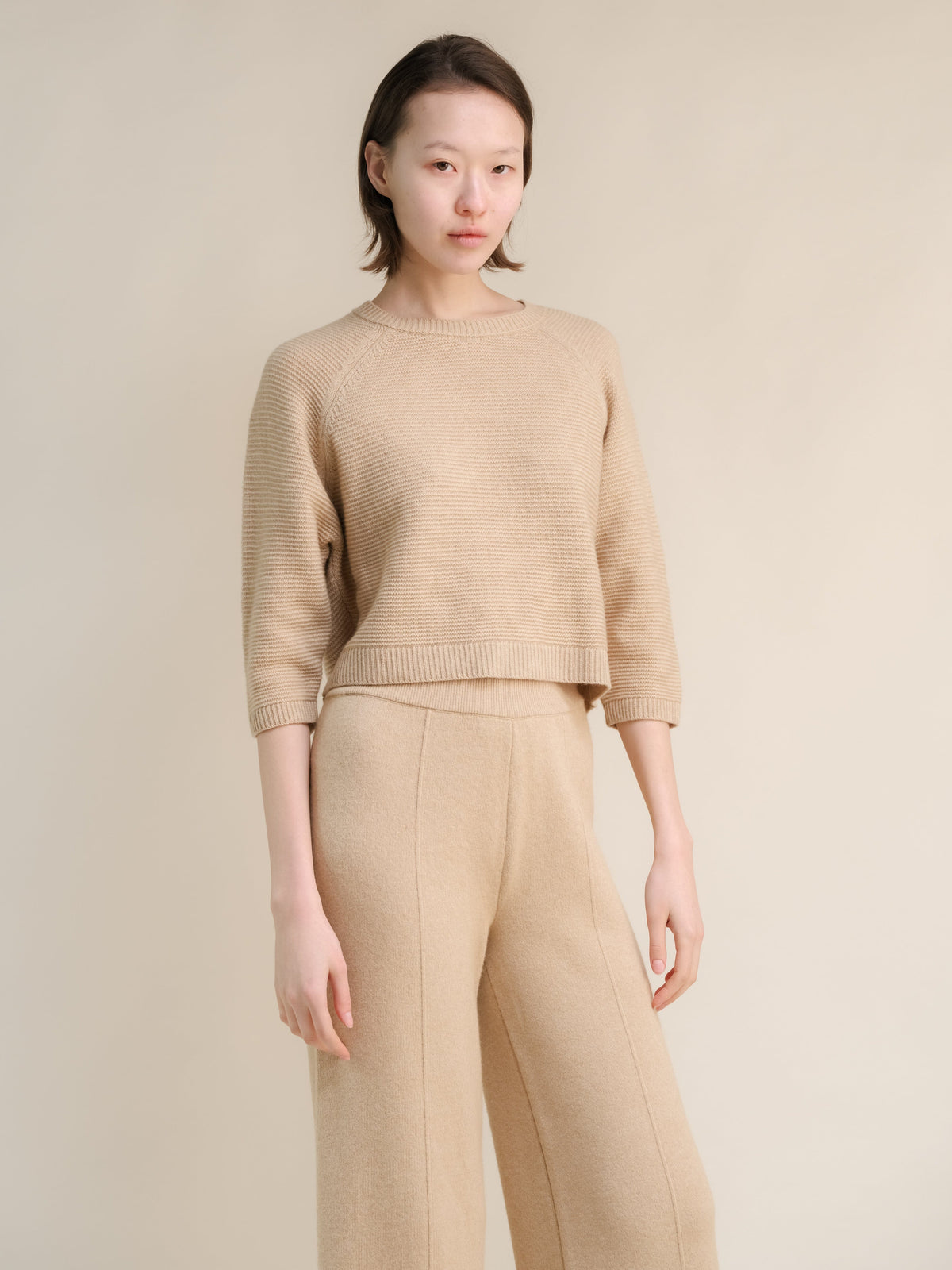 Prendas de punto Beige / S Cashmere Mix Cropped 3/4 Sleeve Pullover San Rocco Italia
