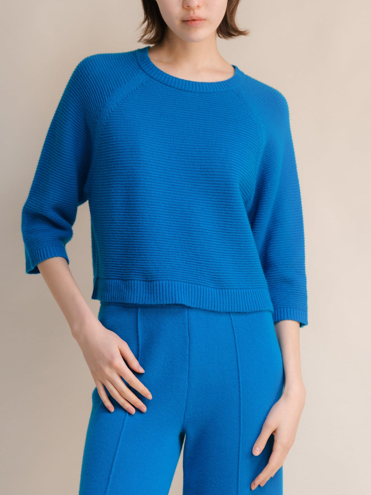 Prendas de punto Cerulean / S Cashmere Mix Cropped 3/4 Sleeve Pullover San Rocco Italia