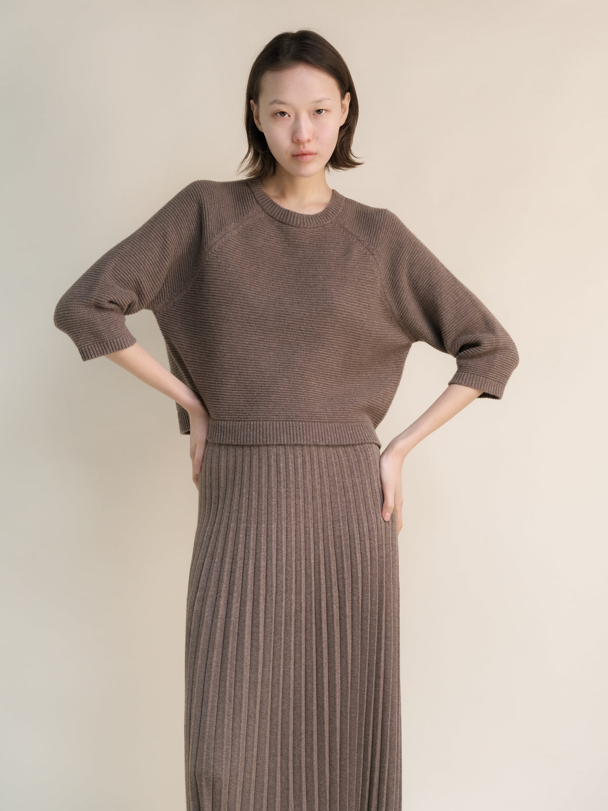Prendas de punto Castaño / S Cashmere Mix Cropped 3/4 Sleeve Pullover San Rocco Italia