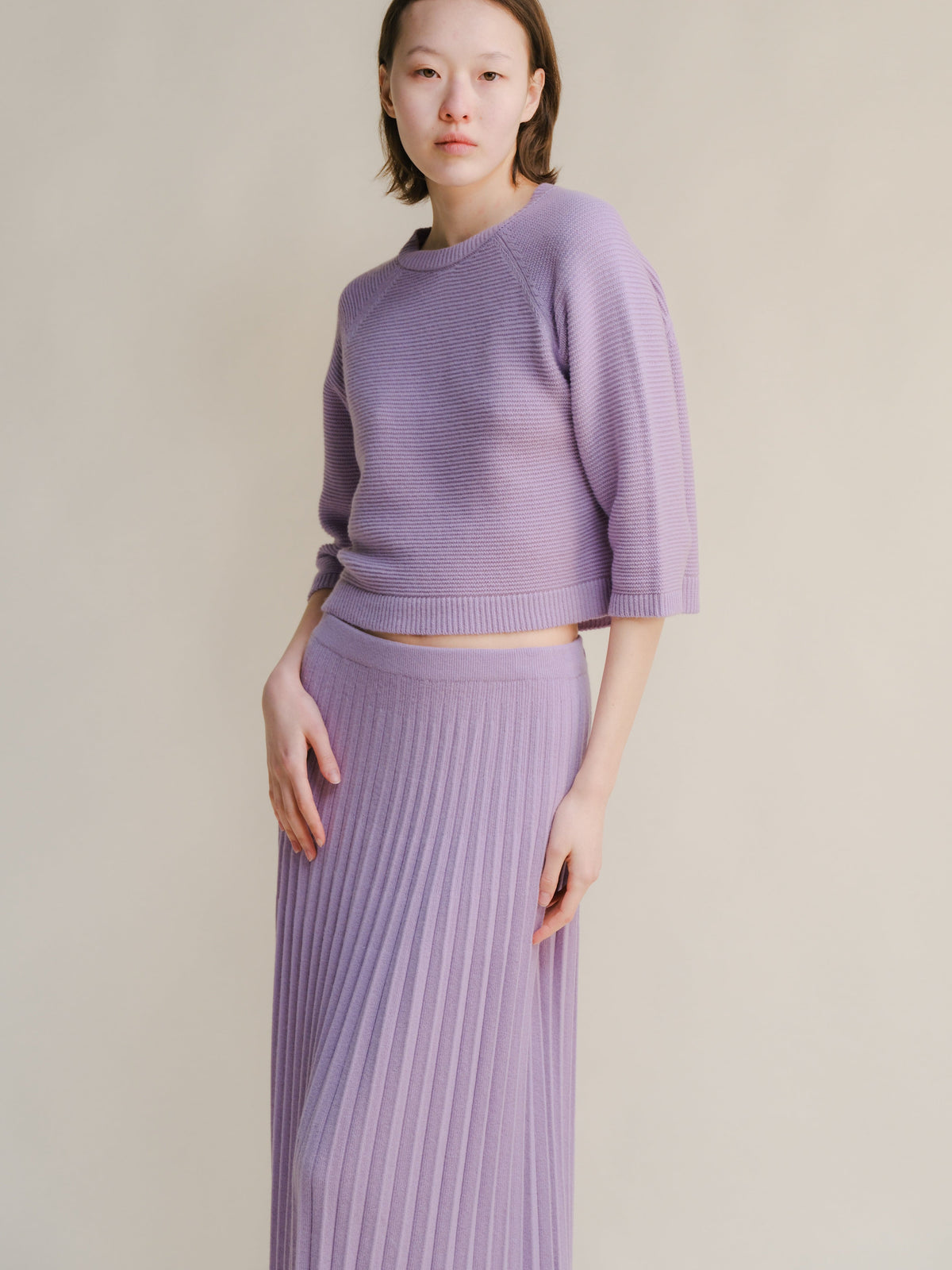 Prendas de punto Lavander / S Cashmere Mix Cropped 3/4 Sleeve Pullover San Rocco Italia