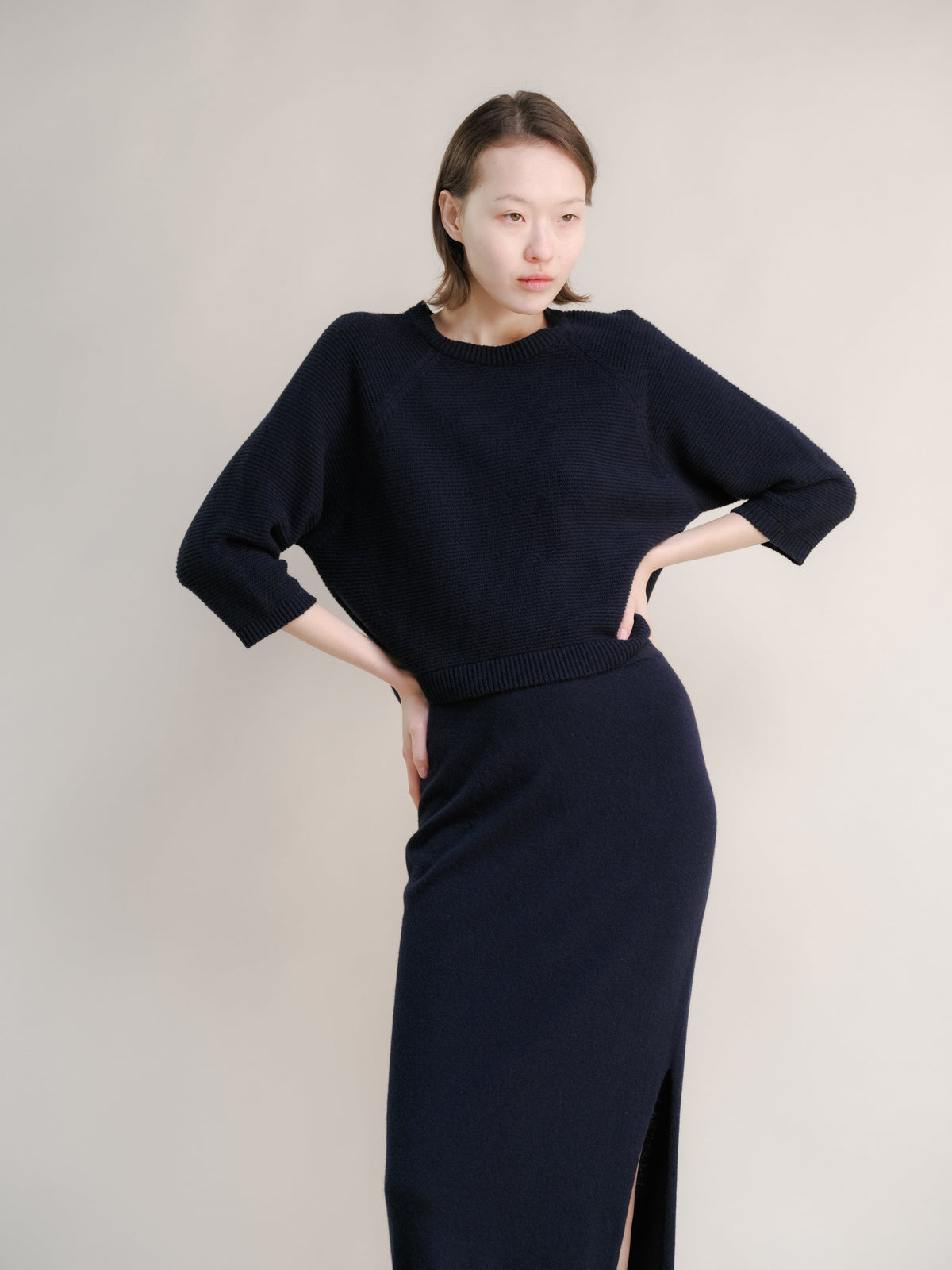 Prendas de punto Navy / S Cashmere Mix Cropped 3/4 Sleeve Pullover San Rocco Italia