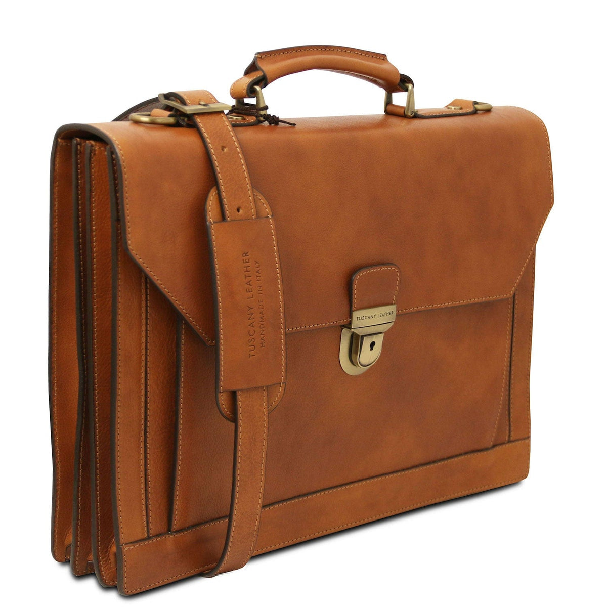 Cartelle in pelle Cremona - 3 compartment matte leather briefcase | TL142448 San Rocco Italia