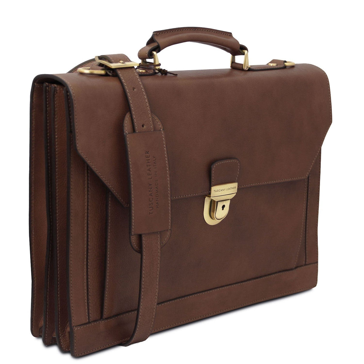 Cartelle in pelle Cremona - 3 compartment matte leather briefcase | TL142448 San Rocco Italia