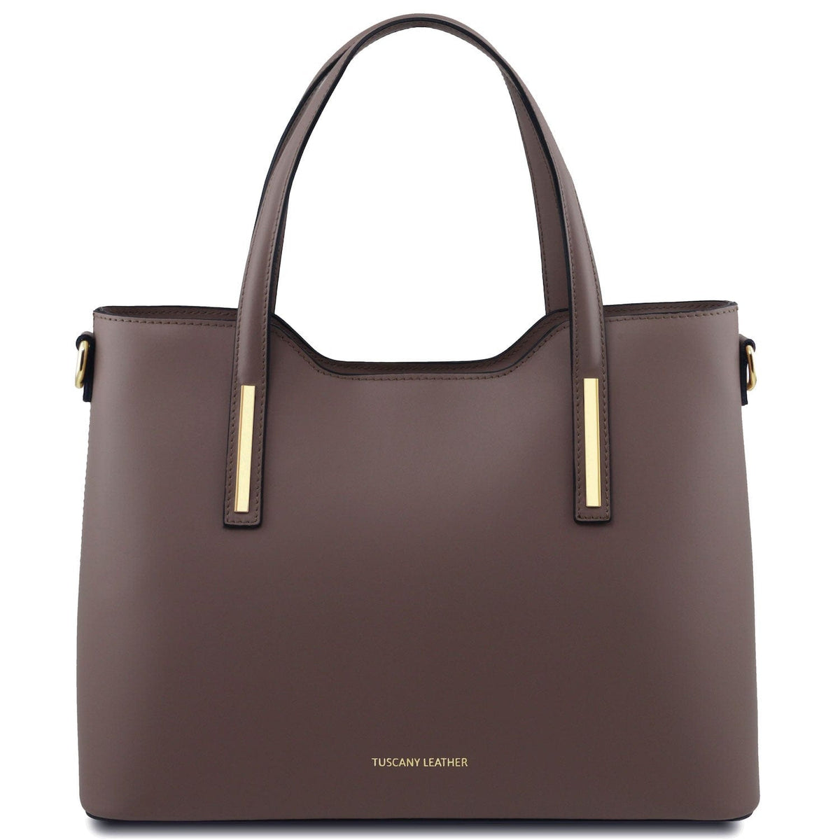Leather shoulder bags Dark Taupe Olimpia - Italian leather tote | TL141412 San Rocco Italia