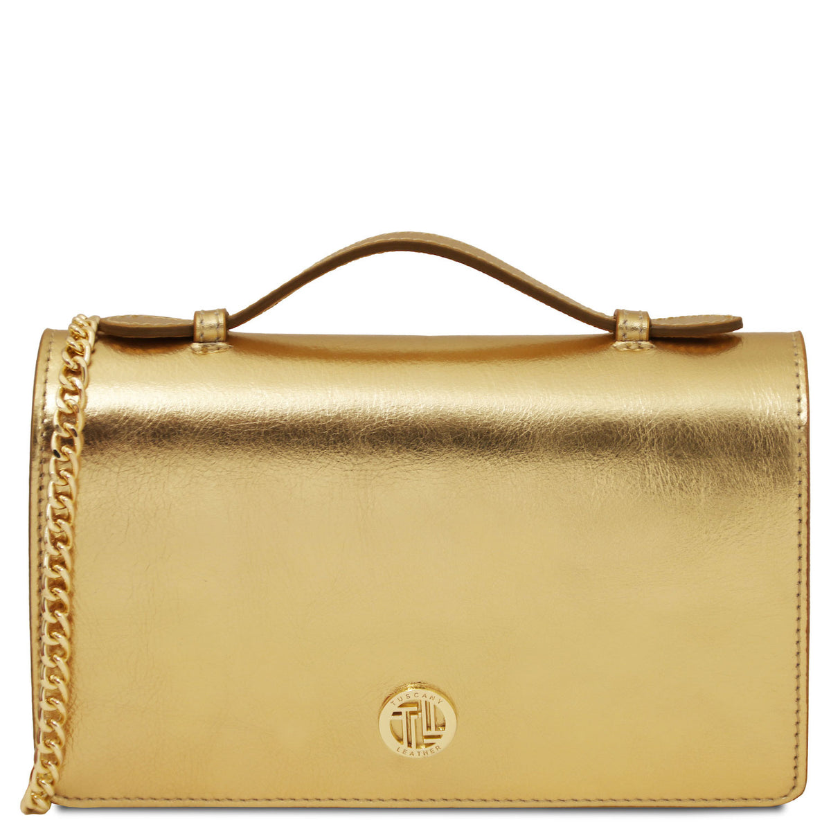 Leather handbags Gold Opera - Metallic Leather With Chain Strap | TL142519 San Rocco Italia