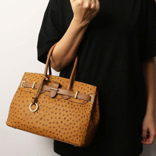 Leather handbags TL Bag - Handbag in ostrich-print leather | TL142120 San Rocco Italia