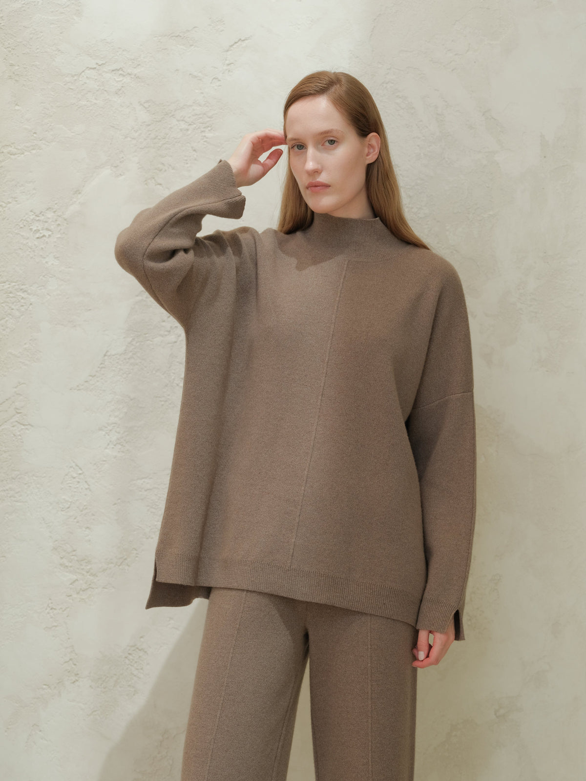 Strickmode Kastanie / S Wool & Cashmere Mix Solid Maxi Turtleneck Sweater San Rocco Italia