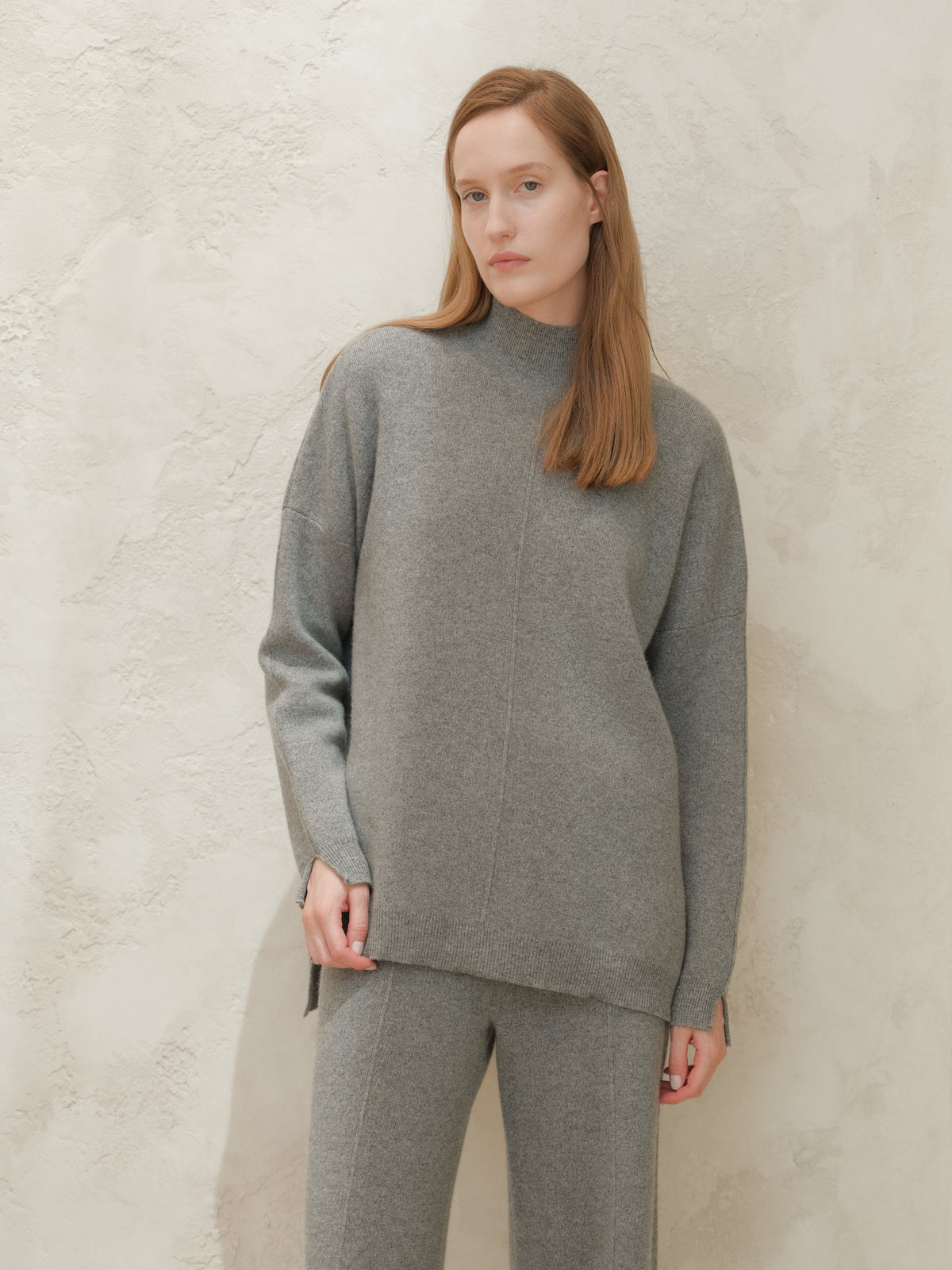 Strickmode Stahlgrau / S Wool & Cashmere Mix Solid Maxi Turtleneck Sweater San Rocco Italia