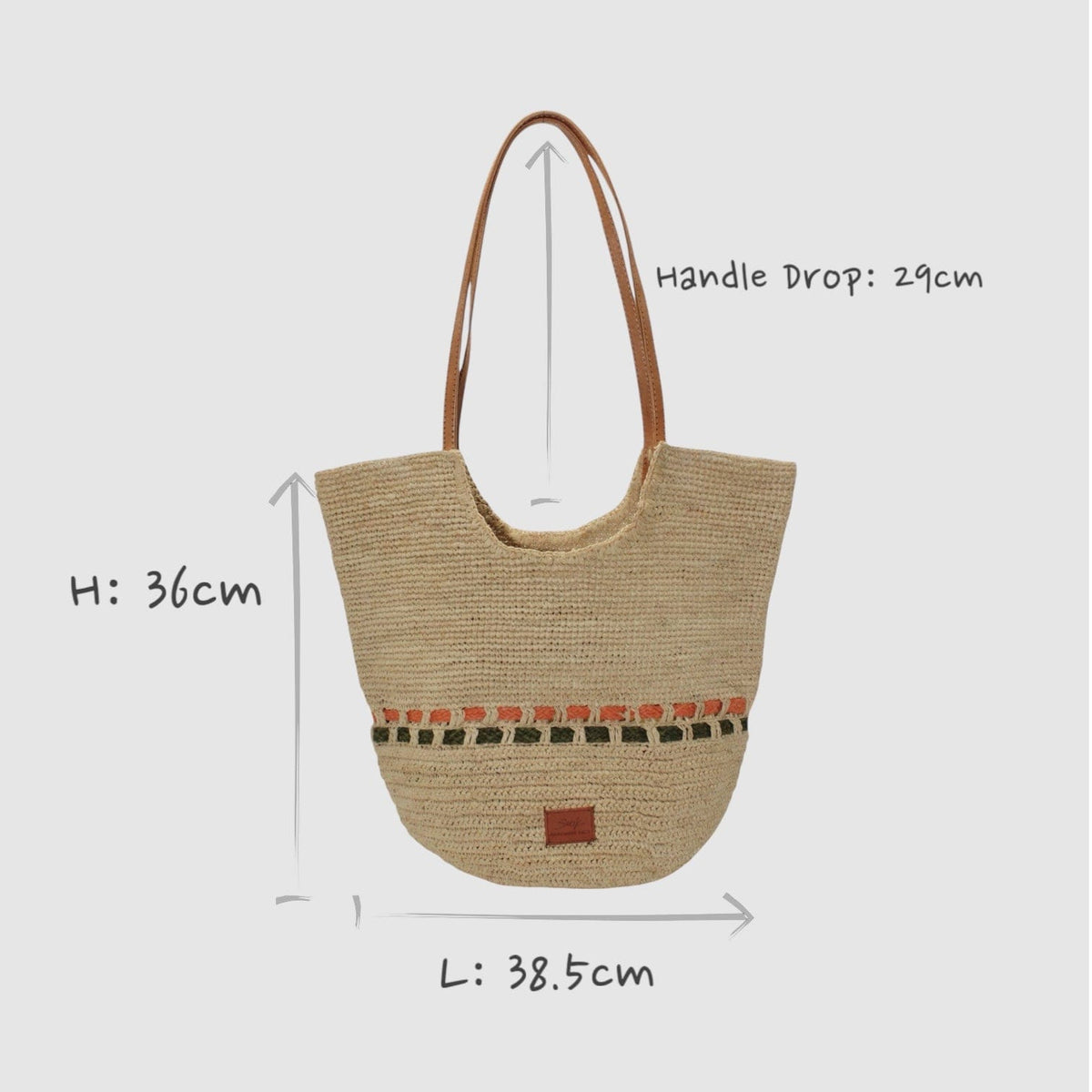 Hebag & Wallet Accessori Zola - Hemade Naturale Raffia Tote Bag - Pastel Verde e Ambra San Rocco Italia