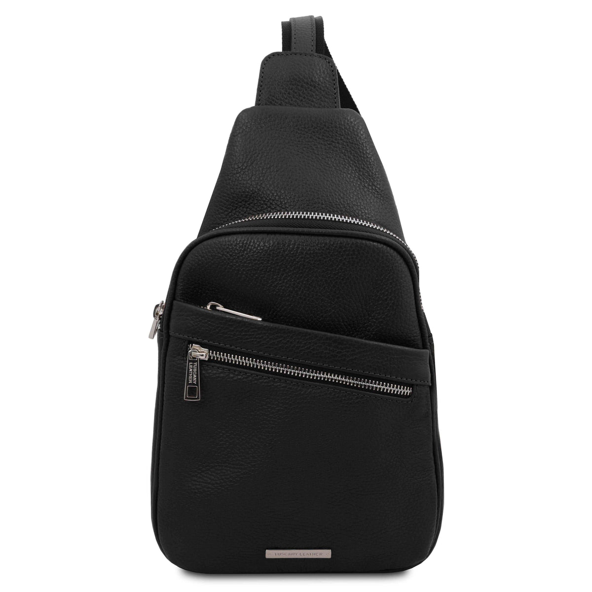Ledertaschen für Herren Schwarz Albert - Weiche Leder-Crossover-Tasche | TL142022 Sling-Bag San Rocco Italia