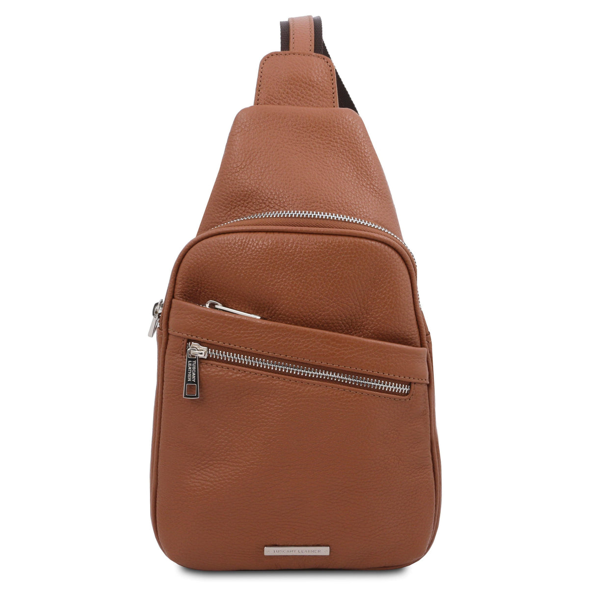 Ledertaschen für Herren Cognac Albert - Weiche Leder-Crossover-Tasche | TL142022 Sling-Bag San Rocco Italia