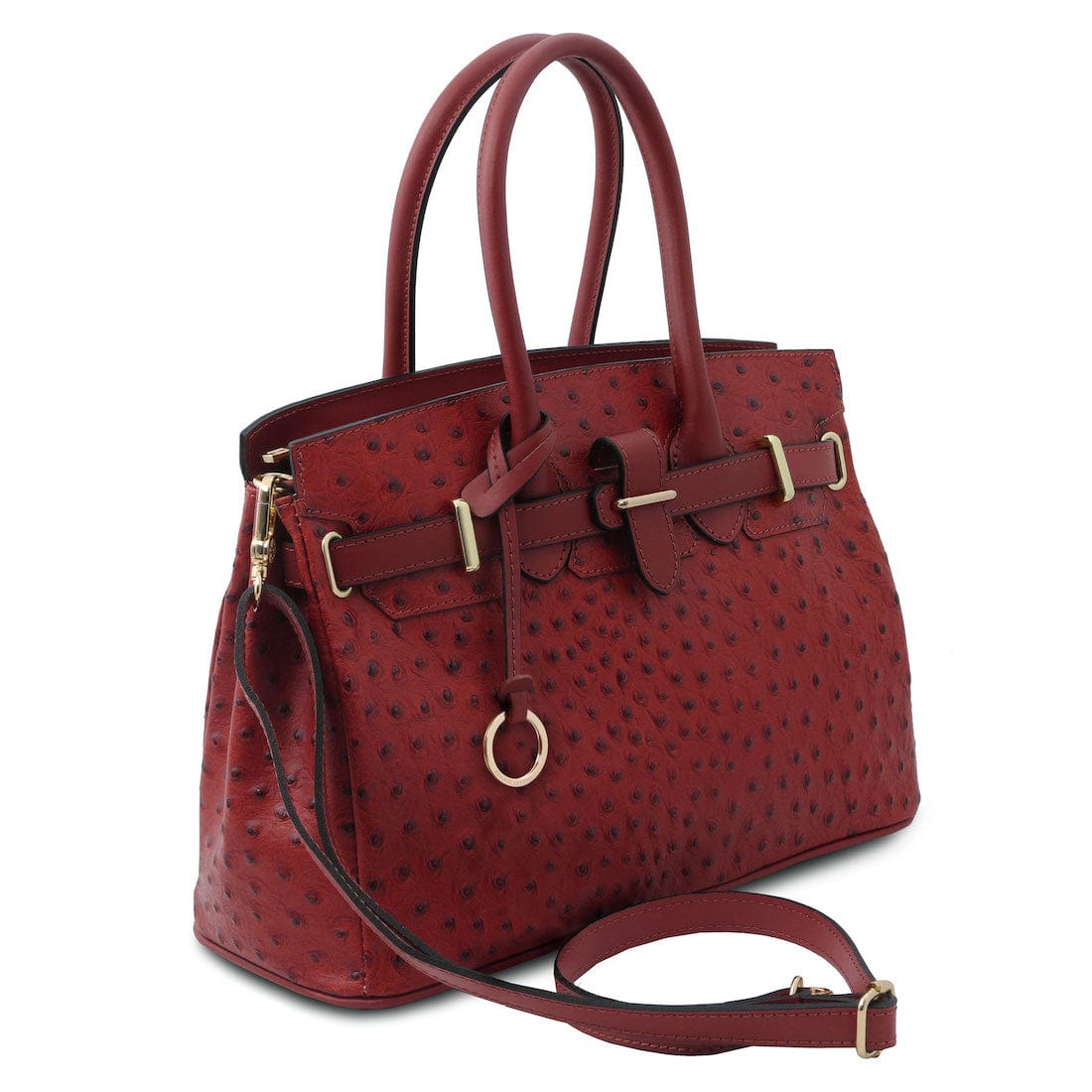 Leather handbags TL Bag - Handbag in ostrich-print leather | TL142120 San Rocco Italia