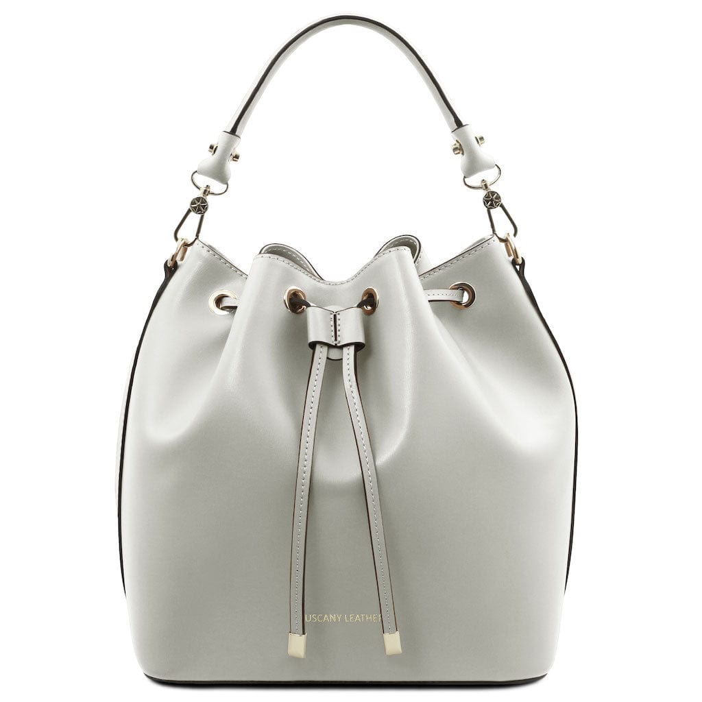 Leather handbags Light Grey Vittoria - Italian leather bucket bag | TL141531 San Rocco Italia