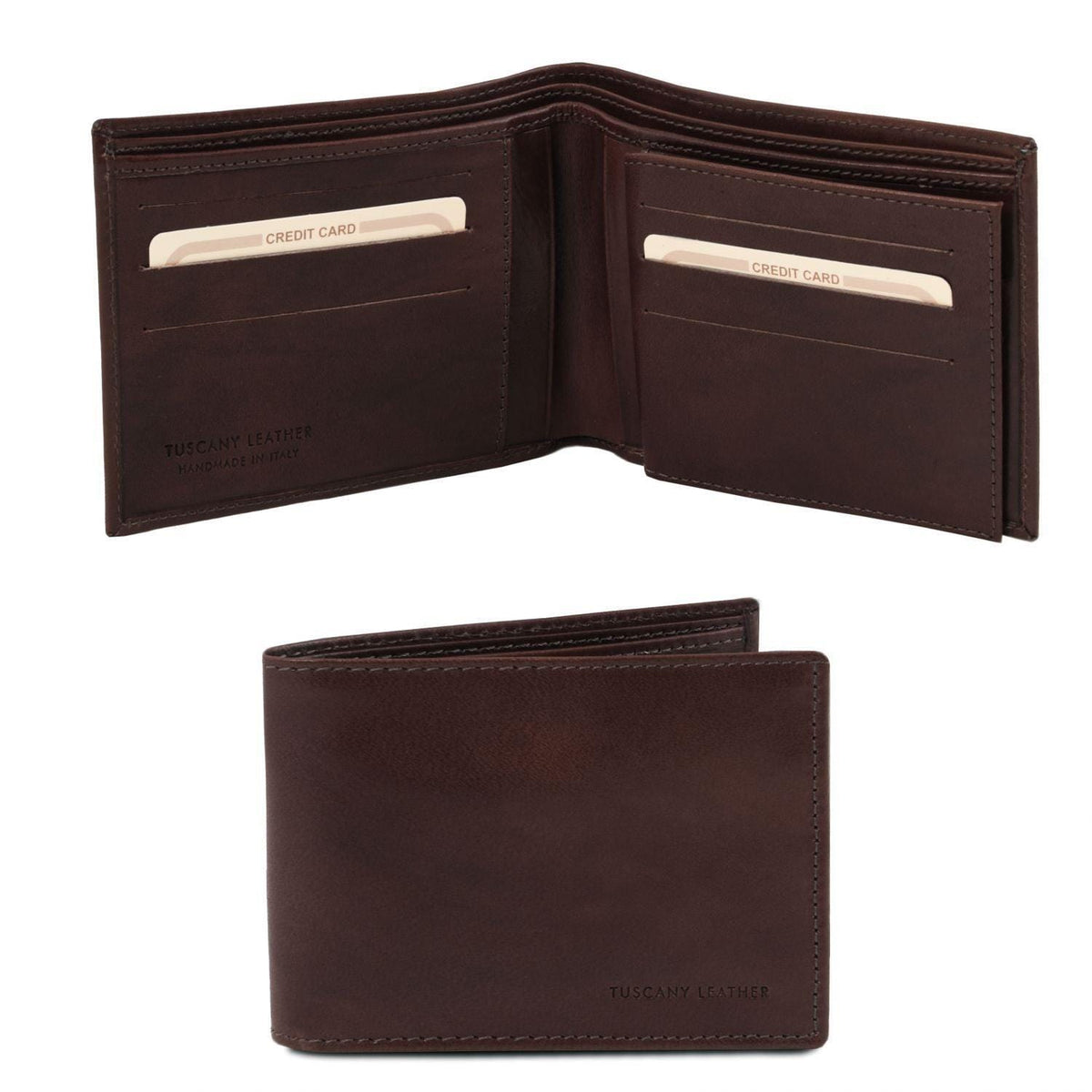 Leather wallets for men Dark Brown Exclusive leather 3 fold wallet for men | TL140817 San Rocco Italia