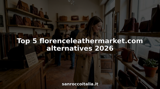 Frau betrachtet Lederwaren in einer Boutique in Florenz