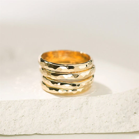 Hand Hammered 14K Gold Filled Rings - San Rocco Italia