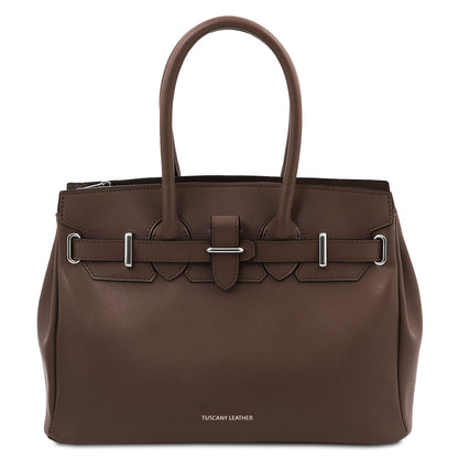 TL Bag - Structured leather handbag with shoulder strap