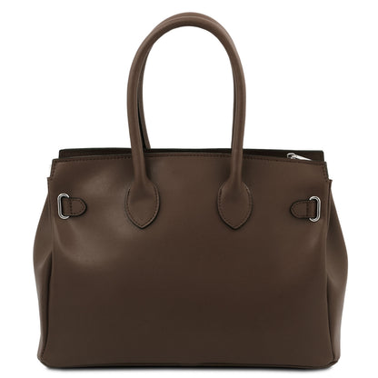 TL Bag - Structured leather handbag with shoulder strap
