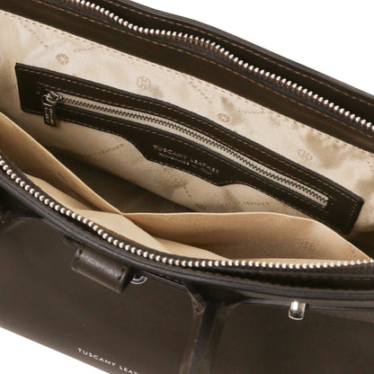 TL Bag - Structured leather handbag with shoulder strap