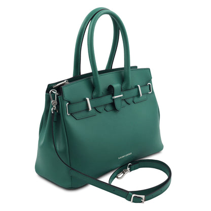 TL Bag - Structured leather handbag with shoulder strap