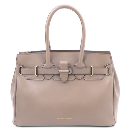 TL Bag - Structured leather handbag with shoulder strap