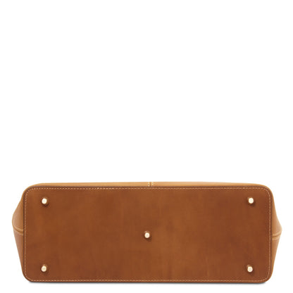 Essenza - Long handle leather tote bag | TL142612