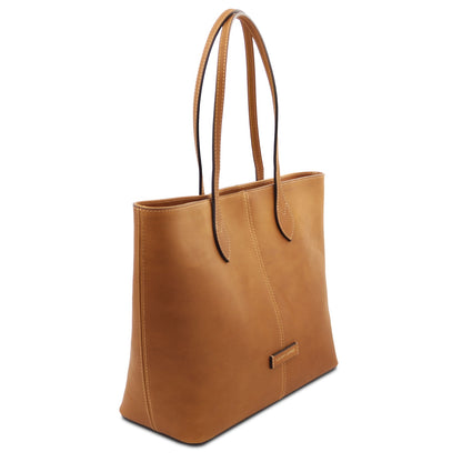 Essenza - Long handle leather tote bag | TL142612