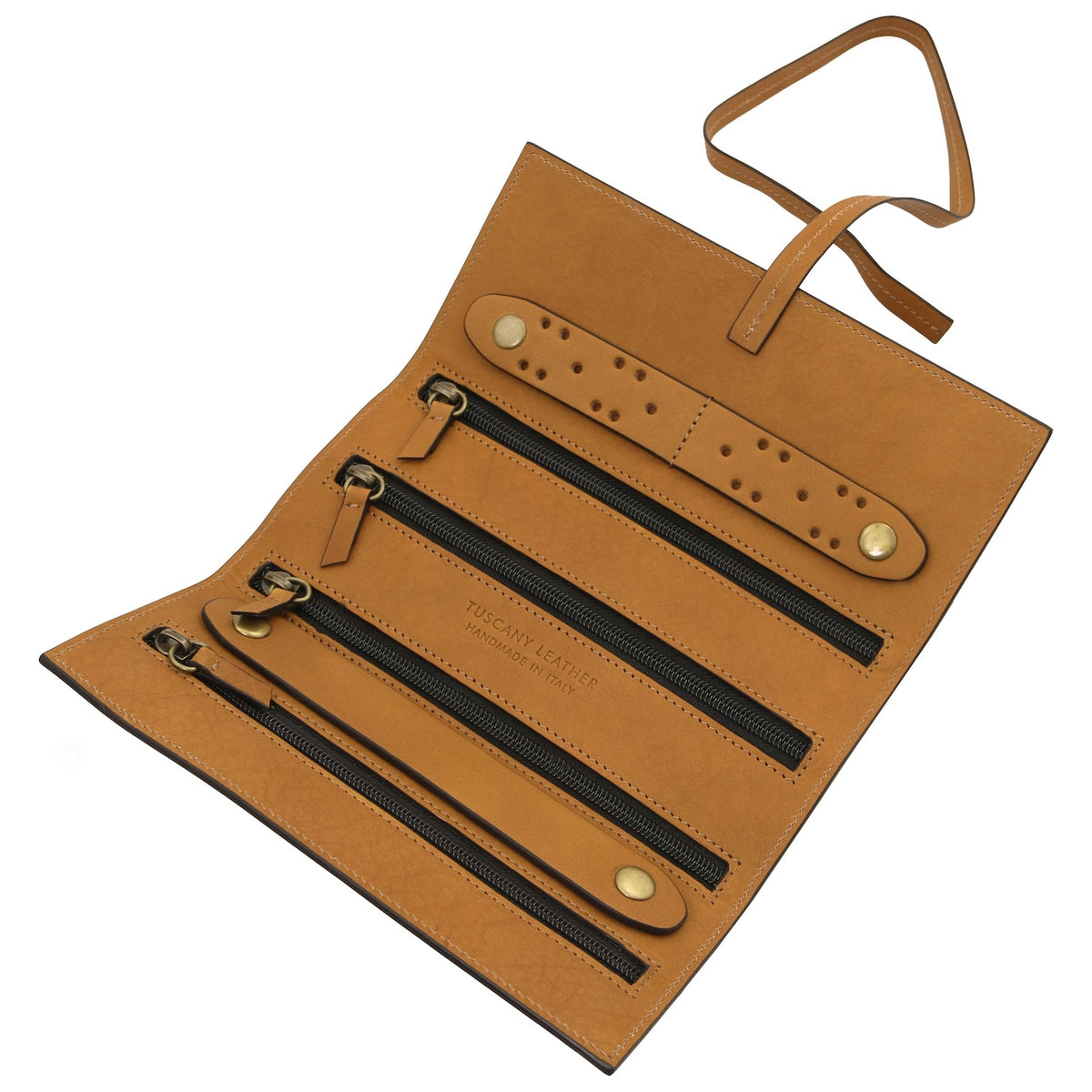 Estuche enrollable de cuero para joyas en cuero de curtido vegetal | TL142625